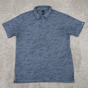 Amble Polo Shirt Mens Medium Blue Camo Viewpoint Polyester Stretch Short Sleeve